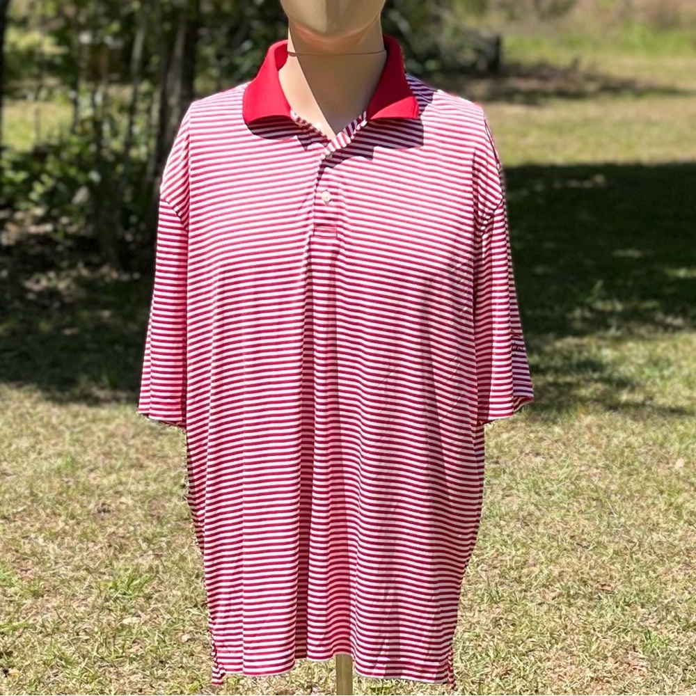 Men’s All Gear For Sports ARC Red Striped Polo Shirt Size XXL